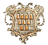 Герб Дрогобича на щиті Лицаря волі та милосердя